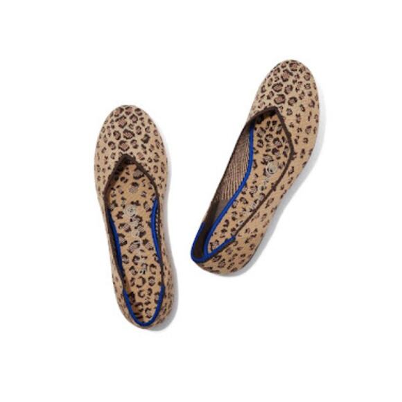 Rothys Shoes Women 8 The Flat Leopard Knit Ballet Round Work Business Office Chi - Picture 1 of 10